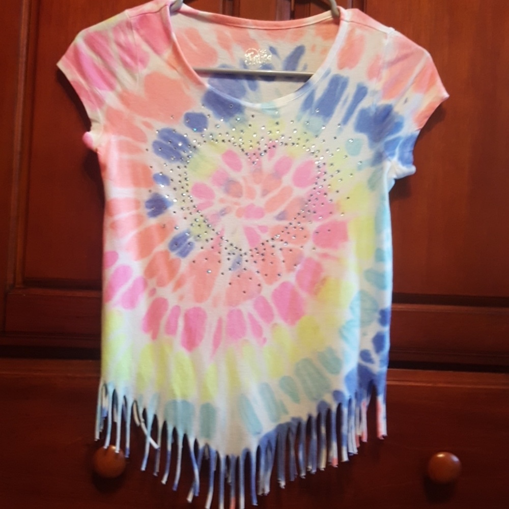 Girls Tie Dye Shirt That's White With Diamonds